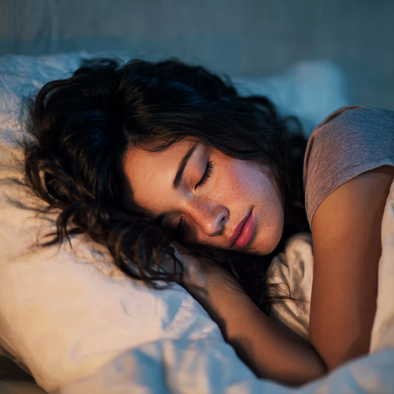 woman having sound and restorative sleep 