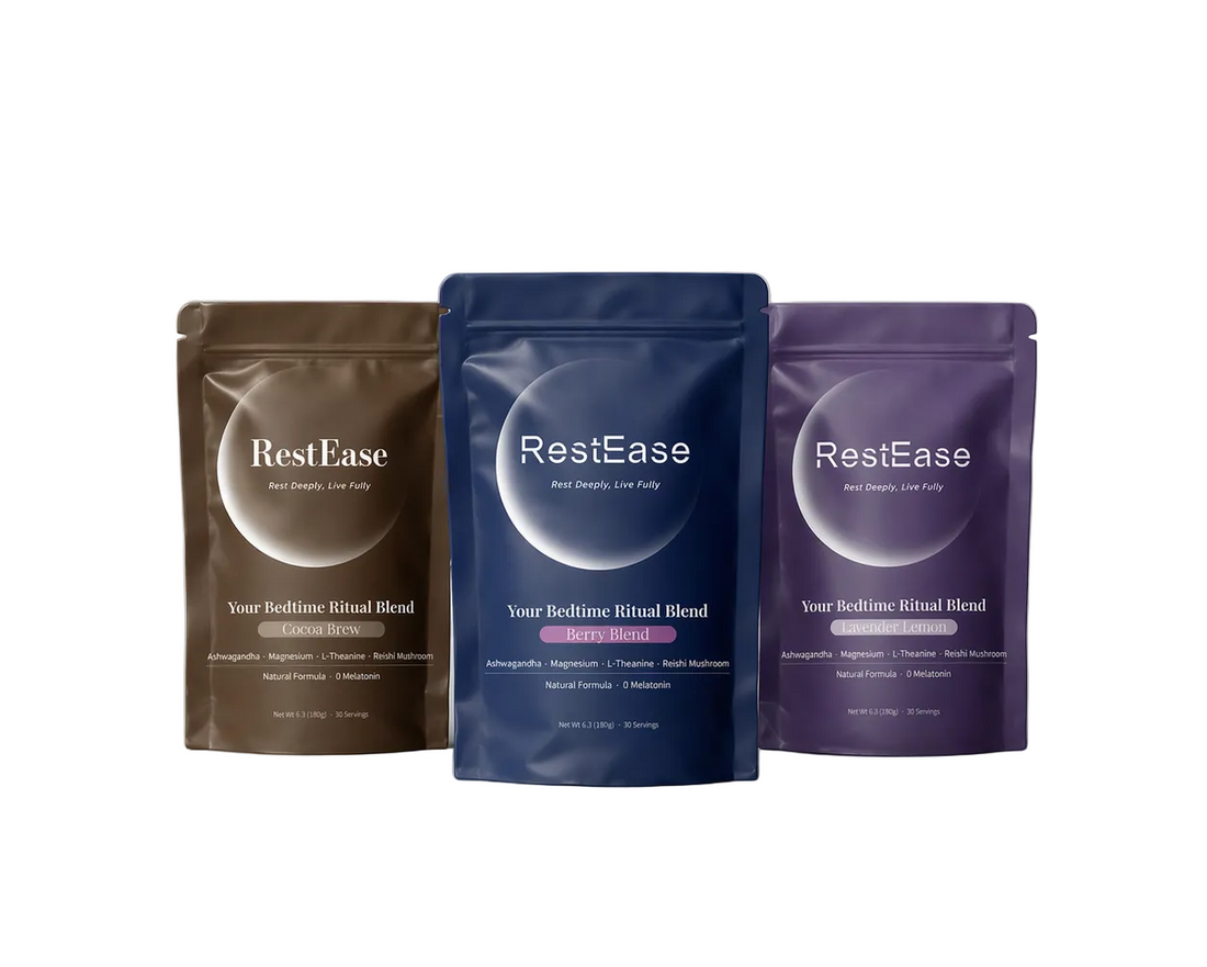 Three packages of RestEase on a gray background