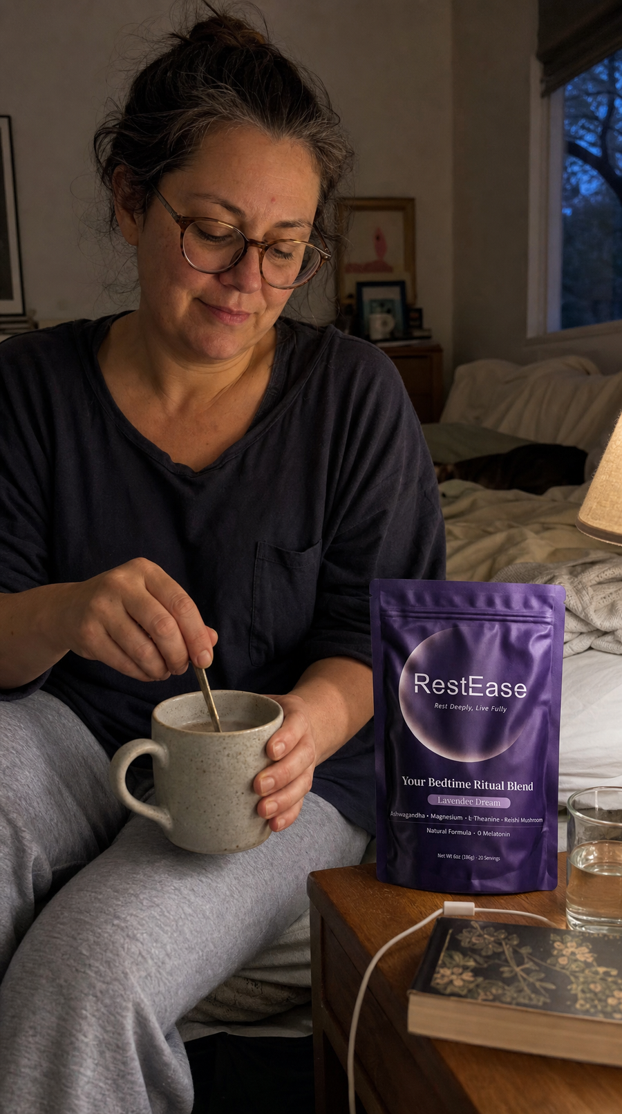 RestEase customer holding a Cocoa Brew pouch