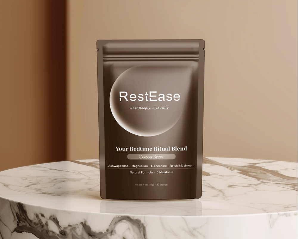 RestEase Cocoa Brew Melatonin Free Sleep Powder Supplement 30 Servings Natural Sleep Aid