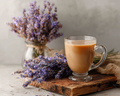 Soothing warm beverage with lavender elements, representing a natural sleep aid used to help the body unwind and achieve the quality rest needed for high daytime vitality