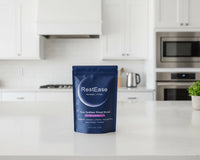 RestEase Berry Blend Sleep Powder Supplement placed in kitchen