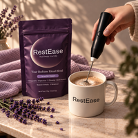 RestEase Lavender Dream is blended into the blend by a frother