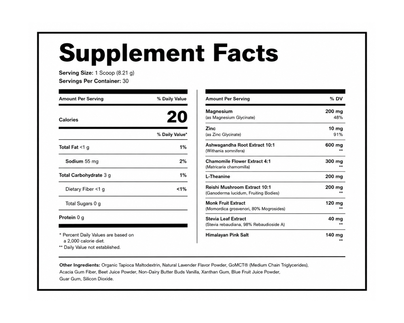 RestEase Cocoa Brew supplement fact